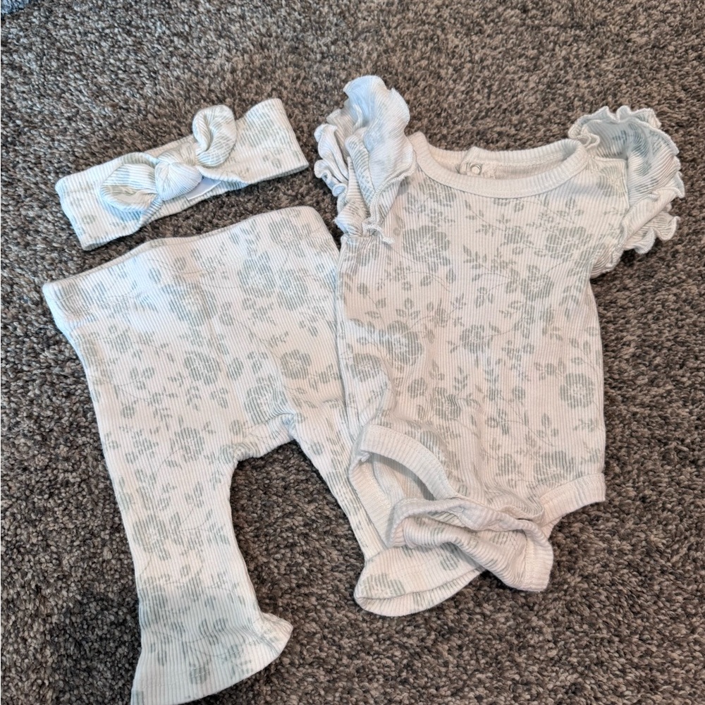 Floral Baby Outfit with Headband